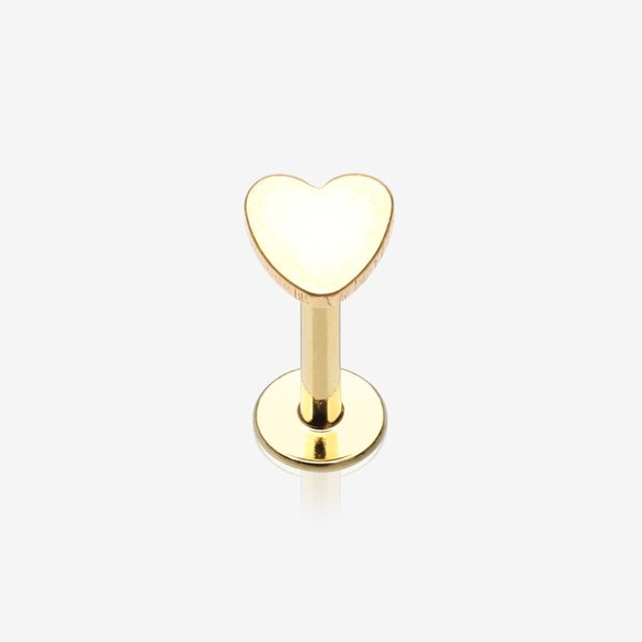 Golden Classic Heart Internally Threaded Steel Micro Labret - Picture 1 of 2